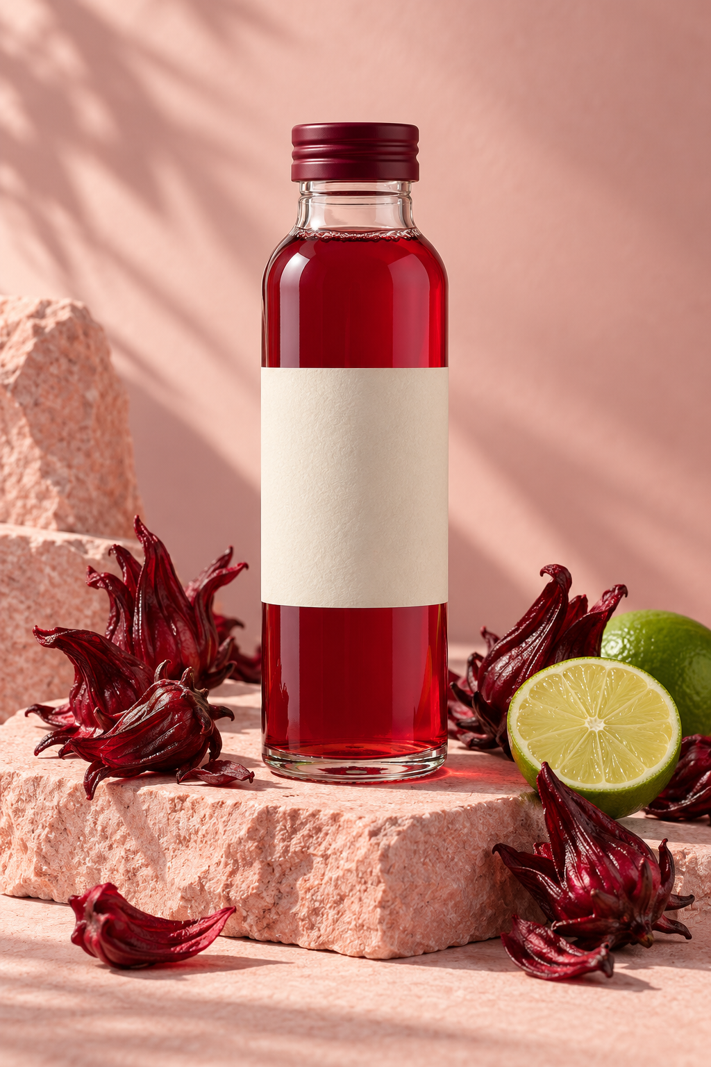 Visual AI botol konsep Roselle & Limau